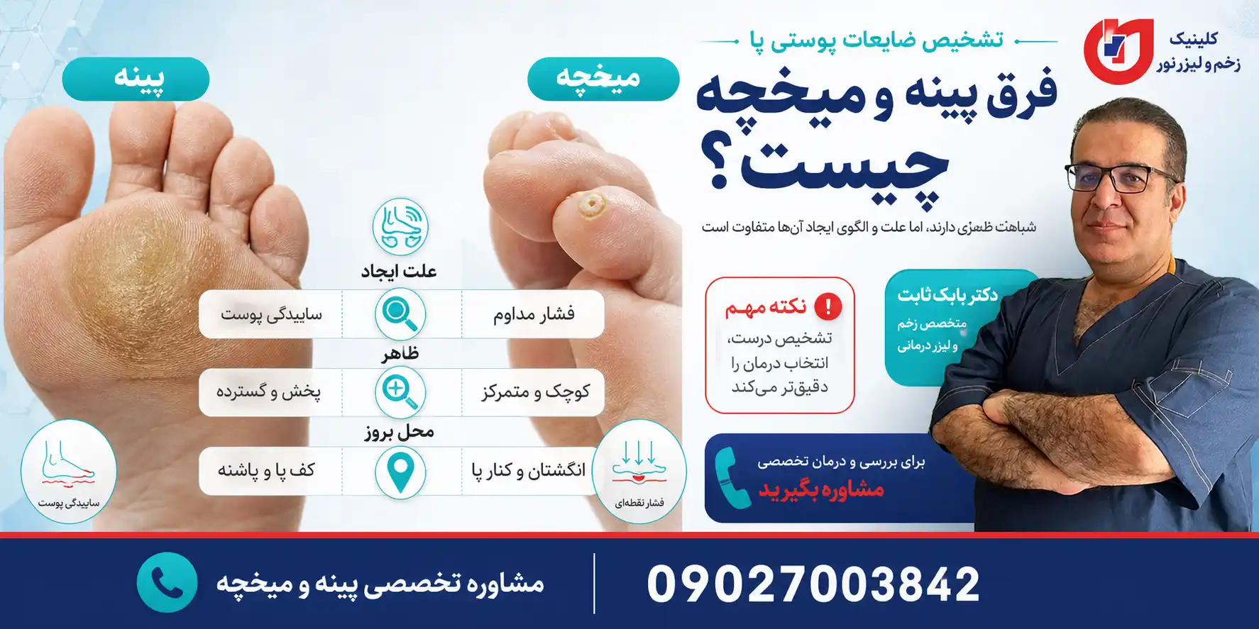 فرق پینه و میخچه