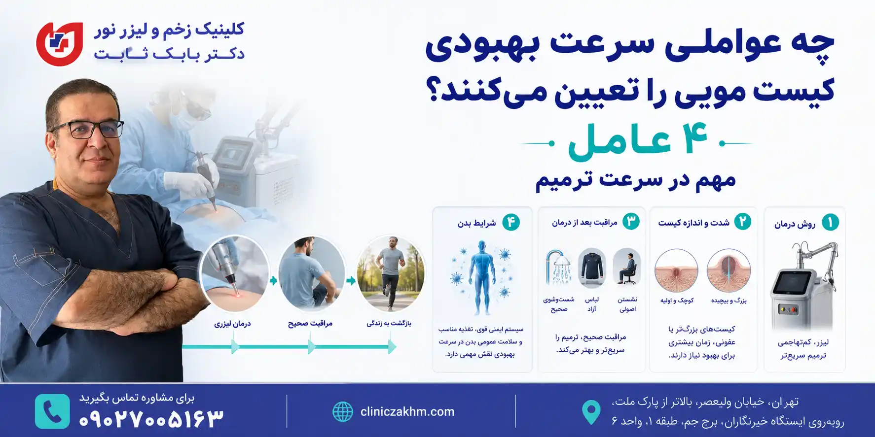 عوامل مؤثر در سرعت بهبودی کیست مویی و روند ترمیم پس از درمان